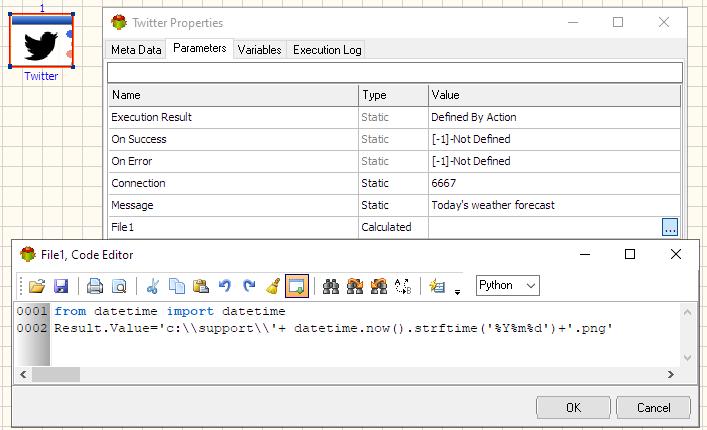 Twitter (X) Action - Calculated File Name example - Python