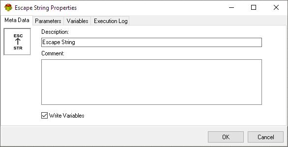 UnEscape String Action - Metadata tab