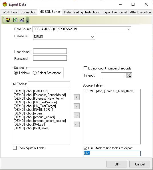 Connection tab