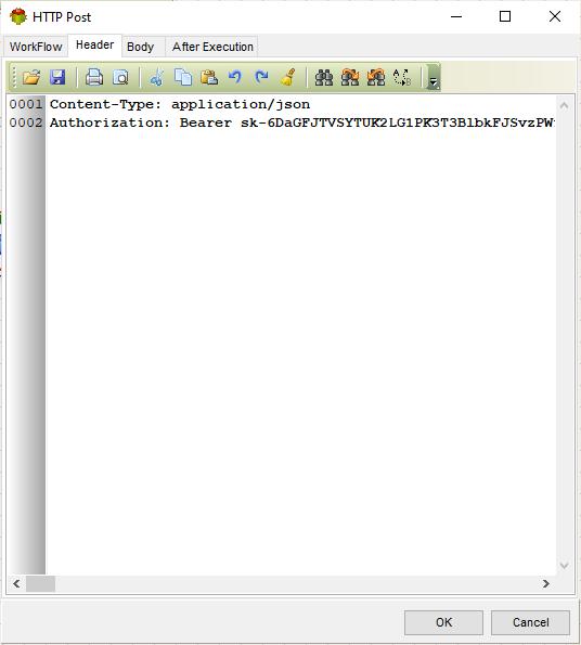 HTTP Post headers tab