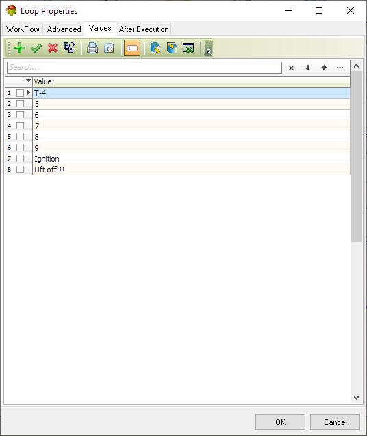 Values tab