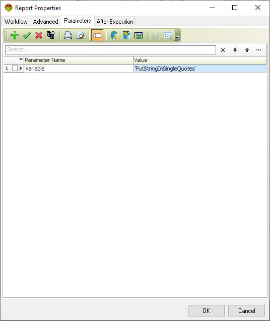 Parameters tab