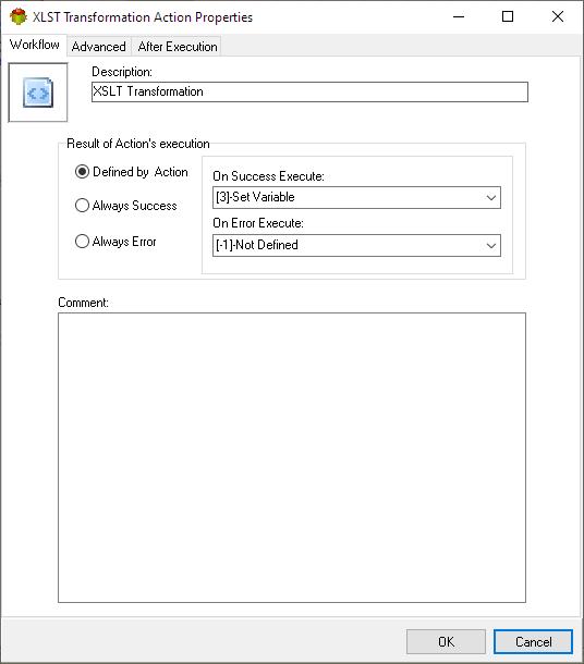 XSLT Package Action - Workflow tab