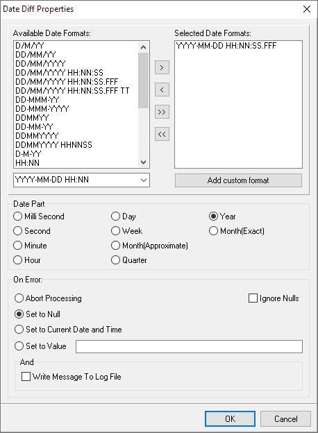 Date Diff transformation function