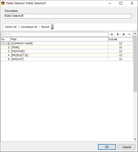 Fields Selector Object Properties