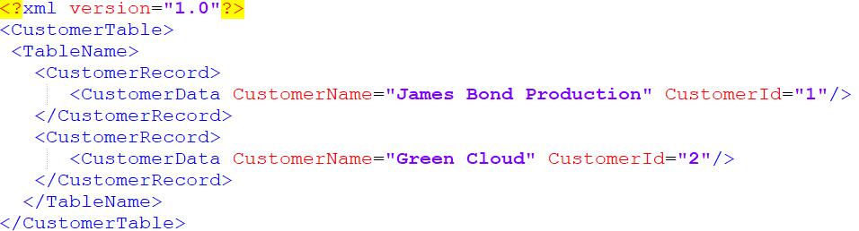 Complex XML file example