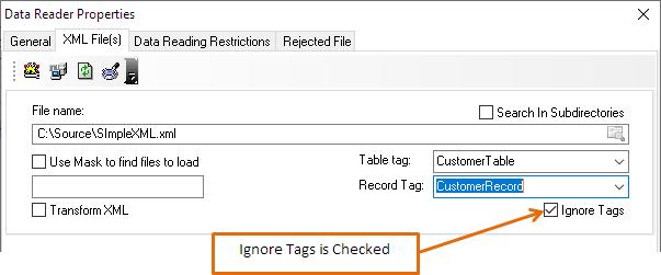 XML ignore tag is checked