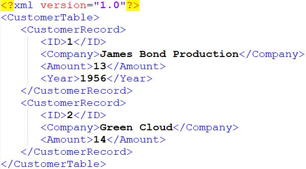 Simple XML file example