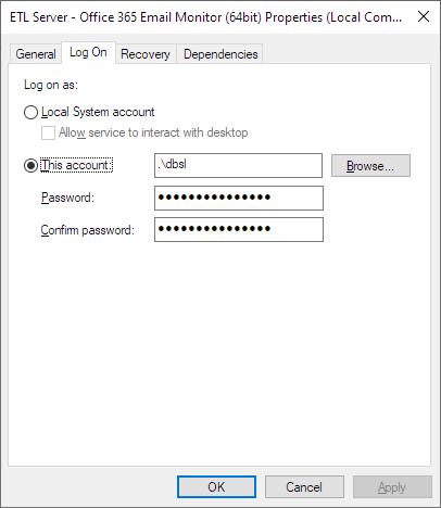 Configuring Office 365 Monitor service