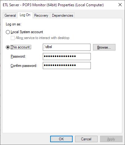 Configuring POP3 Monitor service