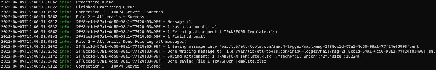 IMAP4 Email Logger Event Log