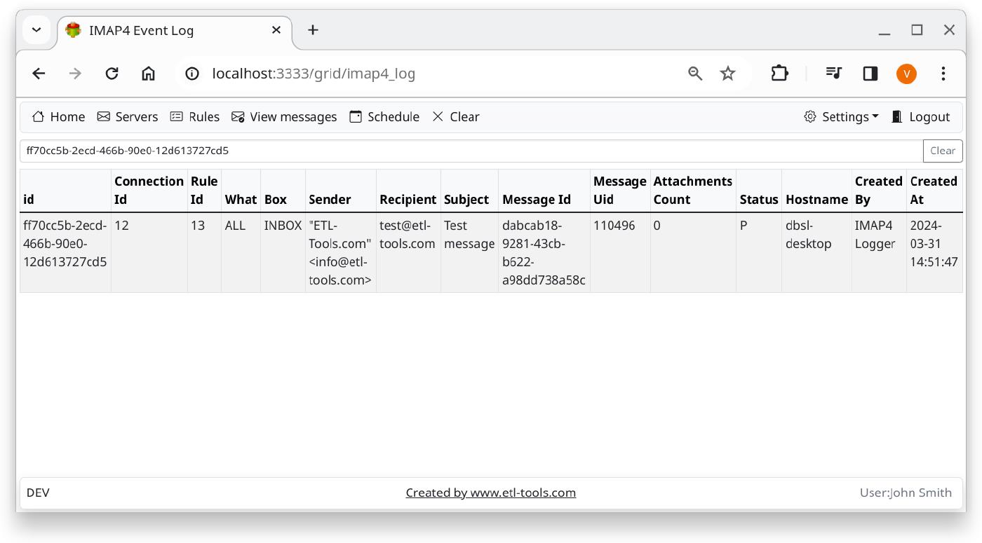 List of Email Messages Received