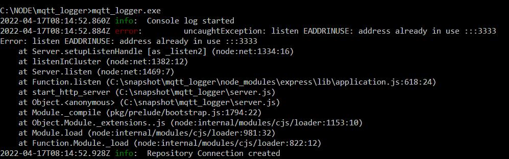 MQTT Logger Error
