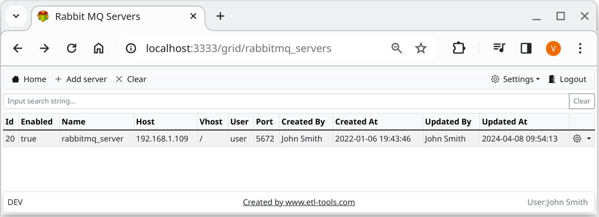 RabbitMQ Logger Servers grid