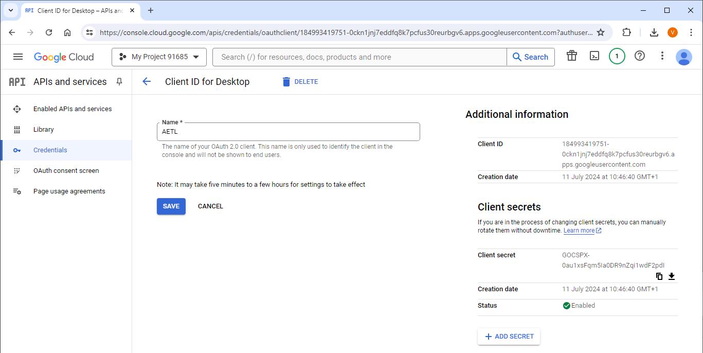 Connecting to Google Drive