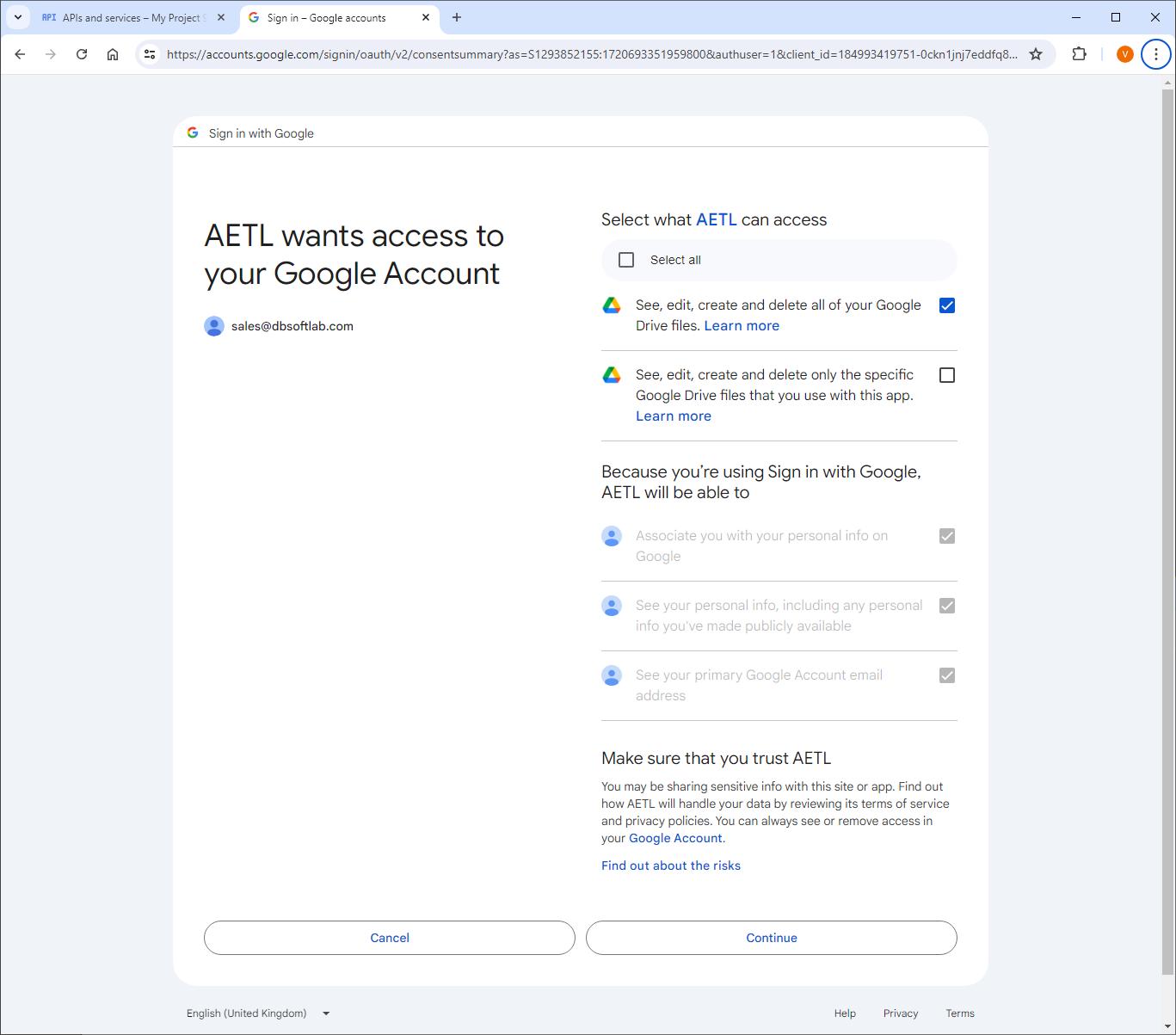 Connecting to Google Drive