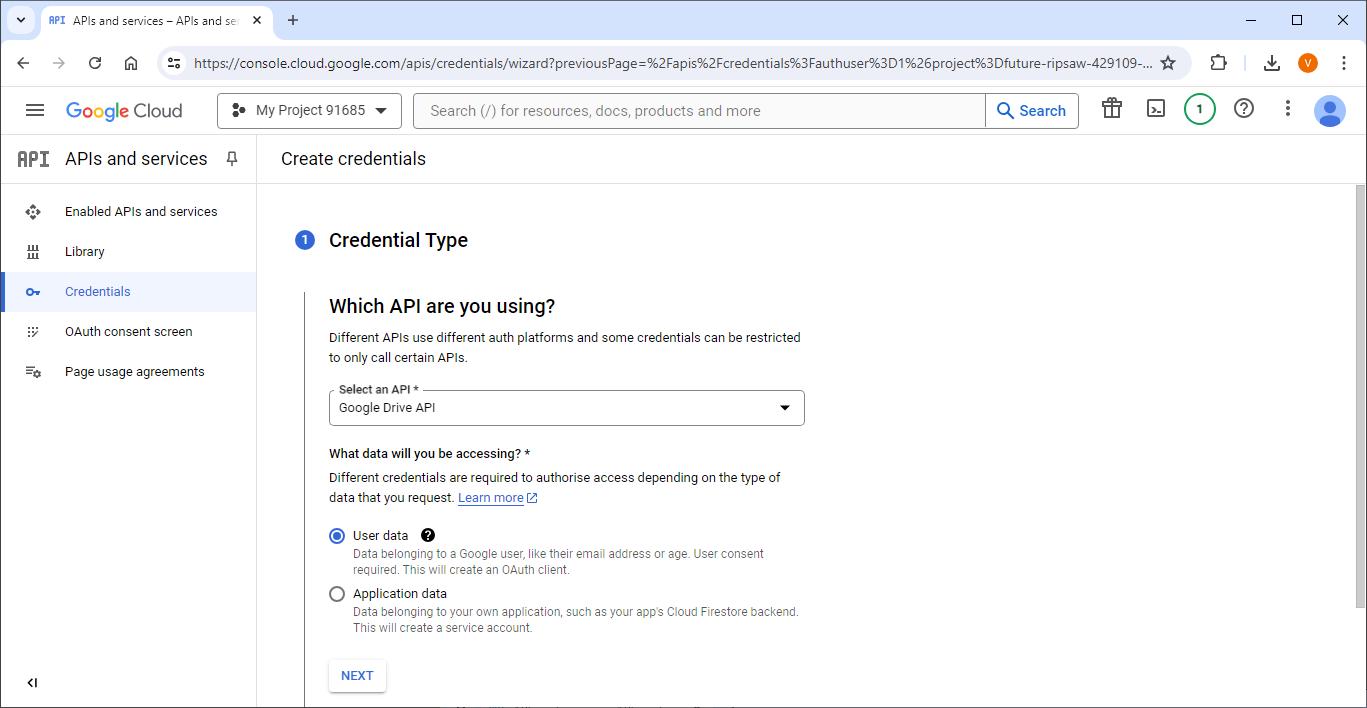 Connecting to Google Drive