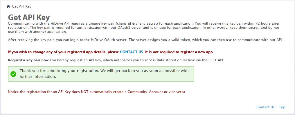 Connecting to HiDrive